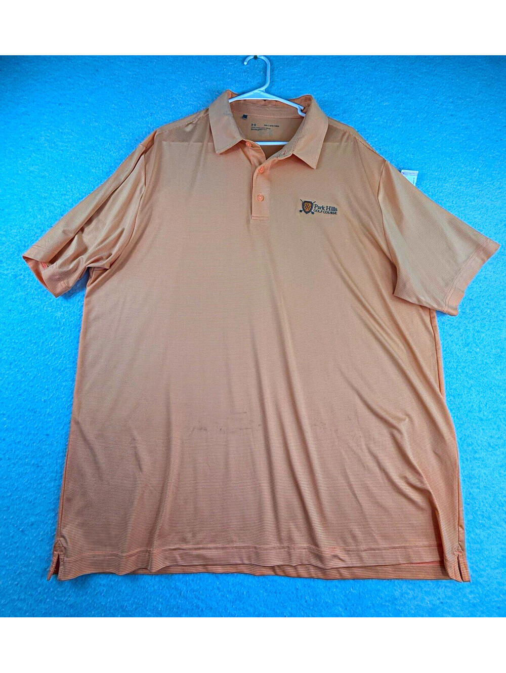 Under Armour UA Men’s Striped Polo Shirt Orange/White 2XL SS Loose Fit Logo